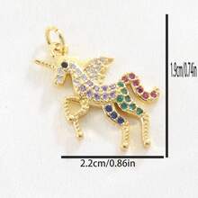 1 件铜合金猫、狗、独角兽吊坠 DIY 配件，可制作手链、项链、耳环、饰物、钥匙扣，适合儿童节、万圣节、情人节、珠宝制作、工艺品 - 彩色 - 查看 15