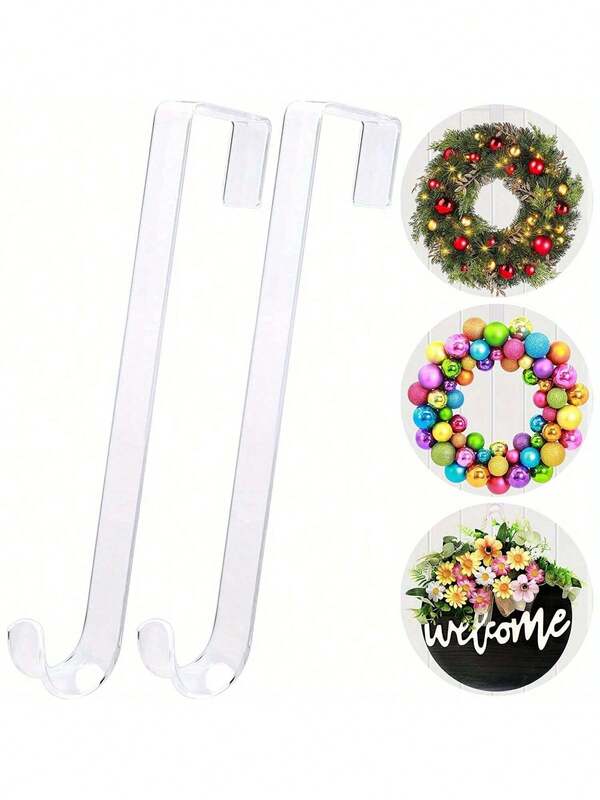 Crochet de porte sans rayure pour couronne, support de porte de couronne pour décoration de Pâques et de Noël. Panneau de bienvenue pour la décoration de la porte d'entrée, intérieure et extérieure. Organisateur de cintres fins pour la décoration de la maison, les décorations de Noël, la décoration de la pièce en hiver