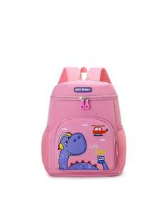 1pc Super Cute Dragon Cartoon Printed Children's Backpack, Padded Shoulder Straps Design, Suitable For School And Daily Use