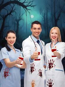 5pcs/Pack Halloween Double Pipes Blood Bag For Drinks, Vampire Party Decorations Supplies, Prank Gift, Haunted House Prop, Suitable For Beverage Candy Chocolate Cookies Etc (350ml/12oz) - Multicolor - View 8