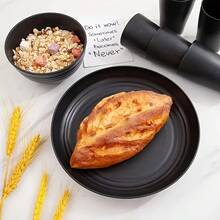 32/16pcs Wheat Straw Dinnerware Sets, Plates And Bowls Sets For 8, Black Plastic Dinnerware Sets, Microwave Dishwasher Plates, Dishes Set For 8 For Valentine'S Day, Durable Party Tableware Kit For Gifts  Brand: AYD - 白色 - 查看 7