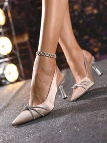 New Women Mid High Heel Pointed Toe Fashion Versatile Casual Pumps