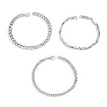 3 pièces Bracelets à chaîne simples et en acier inoxydable pour hommes, conviennent aux assortiments quotidiens