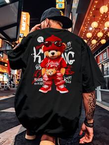 Oversized Streetwear T-Shirt Bear King Bear Red Street REF 7207 VEST NERD - 黑色 - 查看 5