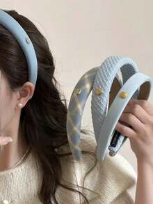 4 Stücke Damen marineblau elegante karierte einfarbige vielseitige Metallmode Haarband, geeignet für Alltag, Zuhause, Schule, Strand, Arbeit, Pendeln, Party, Urlaub, Geburtstag, Rückkehr zur Schule, Neujahr, Valentinstag, Muttertag Geschenk, Haarband, Haarreifen, Haarschmuck für Damen - Verschiedenfarbig - Übersicht 2