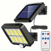 Solar Light With Remote Control, Solar Outdoor Lights Motion Sensor, Outdoor Solar Light Sunlight With 16.4ft Cable, 3 Lighting Mode, Wired Solar Powered Security Flood Lights Decoration For Indoor, Yard, Garden, Garage