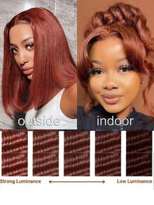 Wigs Bye Bye Knots 7x5 Lace Closure Yaki Bob Wig Warm Rich Reddish Brown Beginner Friendly Pre Plucked Pre Cut 100% Premium Human Hair Glueless Effortless Easy To Wear Pre Bled Invisible Knots Pre Plucked Unice Hair - S33 - View 9