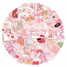 50pcs Pink Cartoon Y2K Aesthetic Stickers, Cute Animal Vinyl Waterproof Retro Stickers For Laptop, Phone, Car, Skateboard, Water Bottle, Scrapbook, Computer, Diary - B - View 1