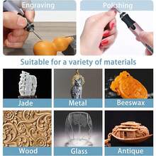 Electric Engraving Pen, USB Rechargeable Cordless Engraving Machine, Portable DIY Rotary Engraver For Jewelry Wood Glass Stone Carving - Silver - View 11