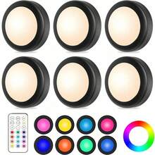 3/6pcs LED Disc Night Light With Remote Control & Touch Control LED Spotlight, Adjustable RGB 13 Colors, Battery Powered Cabinet Light For Closet, Bedroom Wall, Cabinet, Hallway