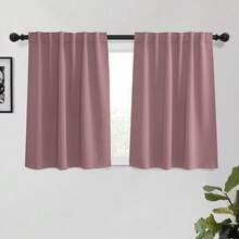 Local Delivery Black Blackout Curtains 63 Inch Length, Room Darkening Thermal Insulated Noise-Reducing Black Out Curtains For Bedroom Living Room Windows, Back Tab Rod Pocket, W52 X L63 Inches, 2 Panels - Dusty Rose - 查看 7