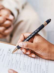 1pc/5pcs/15pcs/30pcs/50pcs/80pcs Customized Text/Logo Personalized Luxury Soft Touch Rose Gold Elegant Custom Ballpoint Pen, Rubber Stylus Capacitive Ballpoint Pen, Push Button Pen, Aluminum Barrel Ballpoint Pen, Perfect Gift For Bridesmaids, Women, Students, Teachers, Family And Friends