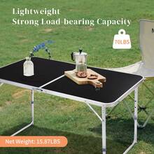 4Ft Portable Multipurpose Folding Table Black - Black - View 2
