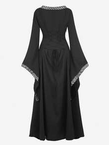 Renaissance Dresses For Women Costume Fairy Renaissance Dress Ball Gown Medieval Irish Peasant Dress,Vestido Negros Elegantes - 黑色 - 查看 4