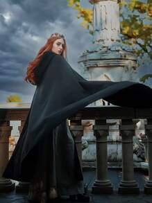 1 pieza Capa con capucha unisex de tela de terciopelo para actuaciones y fiestas, ideal para varios festivales, disfraces de Halloween, diablo, vampiro, disfraz, accesorios para disfraces de festivales