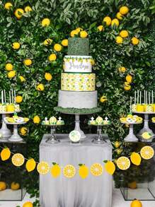 4 piezas de Guirnalda de limón degradado, Pancarta de limón para decoración, Decoraciones de limón para fiesta de cumpleaños, Decoraciones para puesto de limonada, Fondo para picnic de verano interior y exterior