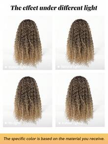 13*3.5 高清蕾丝前假发 22 英寸棕色渐变卷曲合成发 - 中分/侧分波浪假发，优雅自然发际线，柔软，适合日常、角色扮演、派对万圣节服装