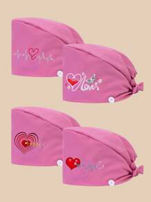 Paquete de 4 gorras de trabajo/enfermera para mujeres con estampado gráfico de poliéster y algodón, antibacteriano y antipolvo, adecuado para hospital, enfermería, belleza, limpieza y trabajadores de saneamiento