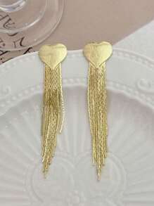 1 par de pendientes con borlas en forma de corazón, diseño de nicho personalizado de alta gama y exagerado, pendientes de moda para mujeres