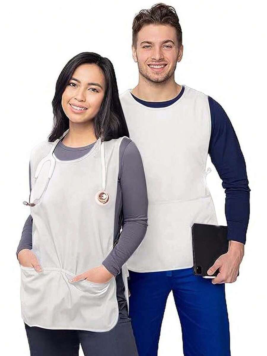 1 pieza Chaleco delantal puro negro/blanco, chaleco sin mangas con lazos en los lados, diadema y bolsillos, ropa de trabajo al aire libre, cocina, baño, hogar, artículos del hogar - Negro - Ver 1