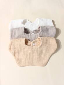 3pcs Newborn Candy Color Double-Layer Gauze Absorbent Baby Bibs, Lovely Drool Bibs Set For Daily Use, Soft And Skin-Friendly Material - Multicolor - View 1