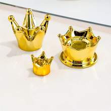 Set de 3 decoraciones de escritorio, coronas de plástico doradas con cuentas al estilo nórdico, para decoración de coche