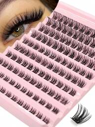 Asiteo Individual Lashes 120pcs D Curl Mixed Length 8-16mm Fluffy And Wispy Natural Eyelash Extensions DIY Eyelash Reusable