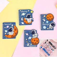 4 piezas de Cuaderno espiral mini con tema de astronauta/espacio, color aleatorio