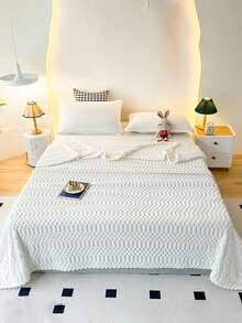 1 件奶油白色毛绒羊毛卷边柔软舒适毛毯，适用于卧室、客房 - 白色 - 查看 5