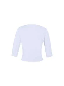 ii Women Plain Crew Neck Short Sleeve Crop Top, Casual Daily Wear