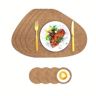 Manteles individuales y posavasos, manteles individuales lavables de doble cara antideslizantes manteles individuales redondos, manteles individuales de aspecto platos posavasos, aislamiento protege la mesa