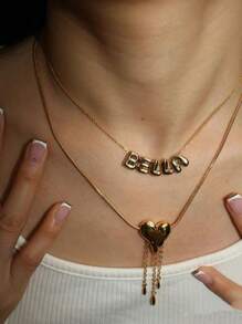 1PC Smooth Bubble~Personalized Customization 26 Smooth Bubble Letter Necklace Ins Haili Same Style Personalized Customization Necklace With The Unique Charm Of Your Own Name