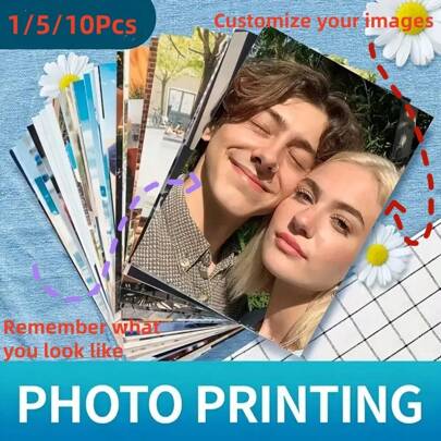 1/5/10/20Pcs Custom Photo Prints -5/6 Inch High-Quality Paper Personalized Photo Prints With Vibrant Fade-Resistant Colors For Christmas, Birthday, Father's Day Gifts - Pet, Cat, Dog, Family, Couple Photo Customization - Durable Unframed Prints For Scrapbooking & Home Decor, Personalised Photo Gifts, Memory Book Creation, Vibrant Color Photos, Fade-Resistant Photos, Holiday Presents, Creative Keepsakes, Premium Printing, Pet Lovers, Personal Items