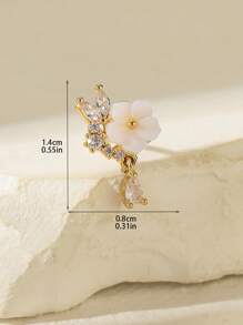 1 pieza Arete de nariz con forma de lágrima con baño de oro brillante, de moda para el uso diario de las mujeres