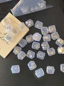 1pc Plastic Clear Small Box Mini Square Earbuds With Lid Jewelry Earrings Storage Earrings Storage Earrings Storage Earrings Storage Ear Stud Box Parts Box Plastic Clear Small Square Box Jewelry Box Earbuds Small Box Jewelry Small Box Jewelry Mini Storage Box Can Set LOGO
