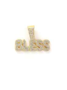 1pc Punk Rock Cuban Link Necklace For Men & Women - Shiny BLESS Pendant With Rhinestone Accents, Golden-Tone Chain, Unisex Hip Hop Jewelry Gift For Birthday, Mother's Day, Father's Day