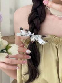 1 Stück süßer, kühler Y2K Haarclip Silberne Schleife für anspruchsvolle Mädchen Seitenvorhang Clip Haarspangen Haarschmuck