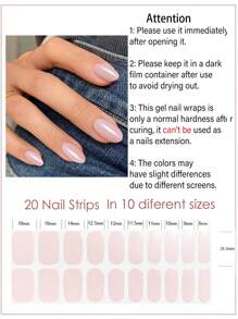 Autocollants de gel pour ongles précuits | 20 autocollants de gel pour ongles roses à paillettes | Le kit d'art pour ongles en gel semi-cuit convient pour la décoration des ongles à la maison
