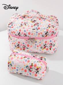 Disney 官方授权米奇米妮卡通设计大容量收纳包，卡通洗漱包，学生创意化妆旅行收纳包，迷你手提包兼手机袋，可爱卡通人物大容量化妆品护肤品收纳包，圣诞节、万圣节、生日惊喜礼物，送给家人朋友，史迪奇爱好者 - 彩色 - 查看 4