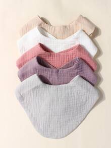 5pcs Soft Breathable Newborn Baby Bibs Set, Prevent Baby From Drooling And Soiling Clothes, Suitable For Daily Use - Multicolor - View 3