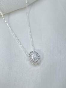 WOMEN'S NECKLACE IN OVEAL MICRO-ZIRCONIA PLATED IN 18K GOLD SILVER. - 銀色 - 查看 4