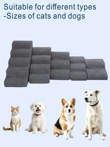 Pet Cat Dog Stairs, Large Zipper Design, Removable And Washable, Home Use Small Dog Teddy Incline Climbing Stairs, Helps Injured Pets Get On/Off Sofa/Bed, Foam Stair Slope Design