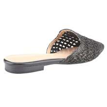 Belovely Woven Whisper: Chic Woven Mules [BETH-10] - Black - View 6