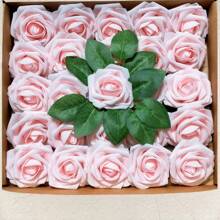 26 Piezas de rosas blancas artificiales con hojas verdes - Ideal para bodas, Día de San Valentín, Día de la Madre, Acción de Gracias y decoraciones de fiesta, decoración de boda | Arreglos florales elegantes | Rosas de plástico, flores de boda artificiales