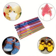 14 Stücke Aluminium Häkelnadel Set - 2-10mm Stricknadeln, geeignet für Handarbeiten und Garnprojekte