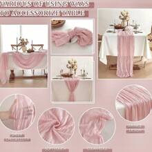 1/2/4/6 Packs Pink Bali Bohemian Table Runner, Cheesecloth Table Runner, Sheer Rustic Table Runner, Vintage Long Table Cloth For Christmas, New Year, Wedding, Bridal Shower, Birthday Party, Holiday, Home Table Centerpiece