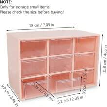 Kleine Schubladen, Aufbewahrungsbox für Bastelarbeiten auf dem Schreibtisch, Organizer aus Kunststoff mit 9 herausnehmbaren Schubladen für Näharbeiten, Heimwerken, Künstlerbedarf, Bürobedarf und Schmuck (Pink)