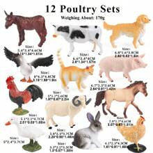 6/12 PCS Farm Poultry Animal Model Toys, Children's Education Toys For Chickens, Ducks, Geese, Sheep, Horses, Cows, Cats And Dogs, Halloween And Christmas Birthday Gifts