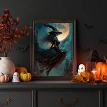 1 件/套复古艺术女巫帆布墙艺术，女巫印刷海报万圣节墙艺术万圣节印刷复古艺术女巫印刷维多利亚装饰恐怖万圣节图片，完美的万圣节礼物，无框架 - 彩色 - 查看 7