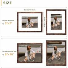 8x10 Picture Frames, Red Frames With Black Mat, Display Pictures 5x7 With Mat Or 8x10 Without, Photo Frame For Wall Or Table Display, 2 Pack - brown*4 - View 5